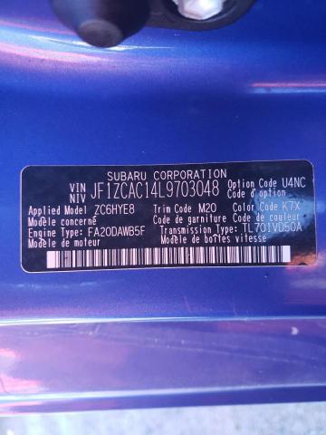 2020 SUBARU BRZ LIMITE JF1ZCAC14L9703048