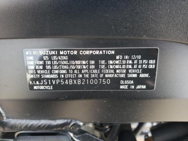 2011 SUZUKI DL650 A JS1VP54BXB2100750
