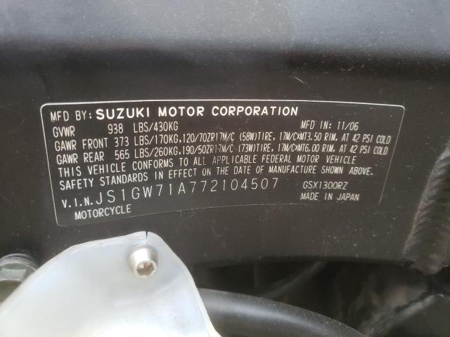 2007 SUZUKI GSX1300 RZ JS1GW71A772104507