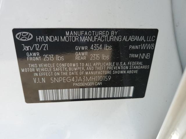 5NPEG4JA3MH110159 Hyundai SONATA SE