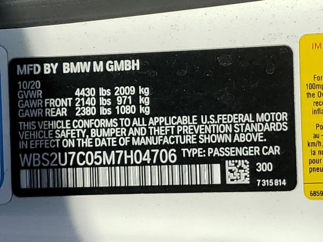 2021 BMW M2 COMPETI WBS2U7C05M7H04706