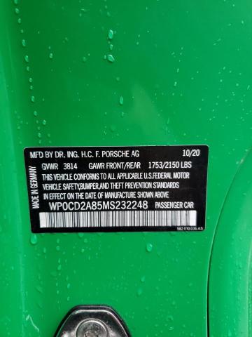 2021 PORSCHE BOXSTER GT - WP0CD2A85MS232248