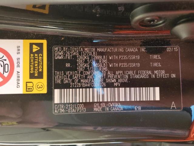 2015 LEXUS RX 450H 2T2ZB1BA4FC004026