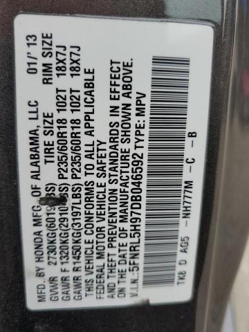 VIN 5FNRL5H97DB046592 2013 HONDA ODYSSEY no.10