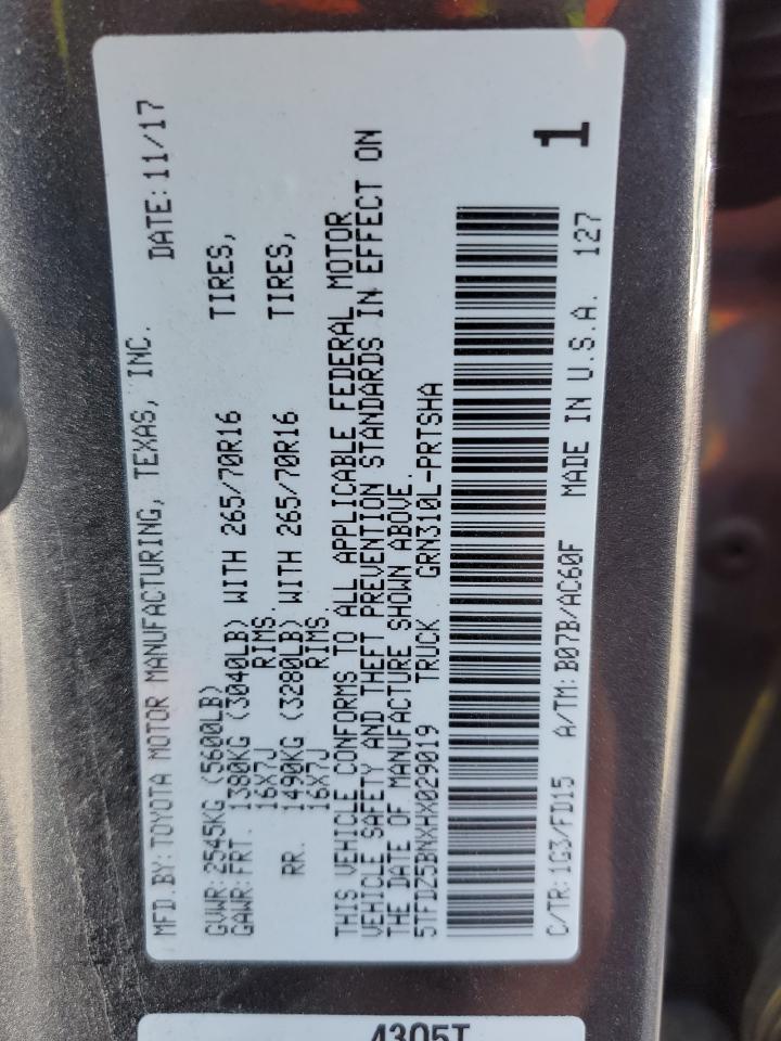 5TFDZ5BNXHX029019 TOYOTA TACOMA 2017