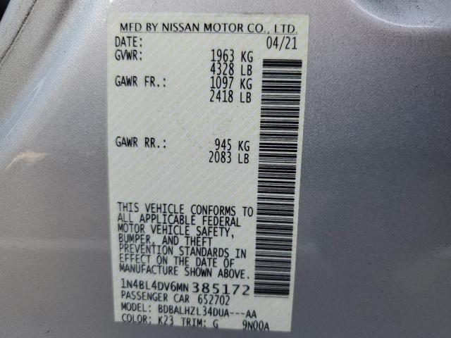2021 NISSAN ALTIMA SV - 1N4BL4DV6MN385172