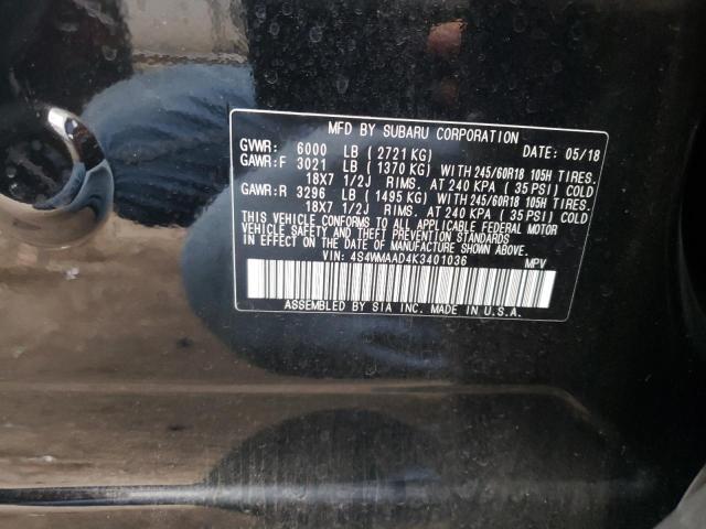 2019 SUBARU ASCENT 4S4WMAAD4K3401036