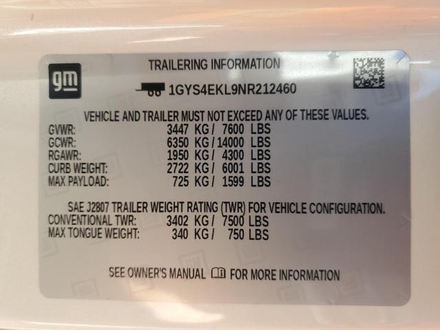 2022 CADILLAC ESCALADE S 1GYS4EKL9NR212460