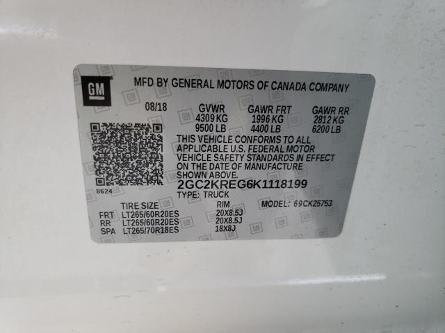 2019 CHEVROLET SILVERADO2 2GC2KREG6K1118199