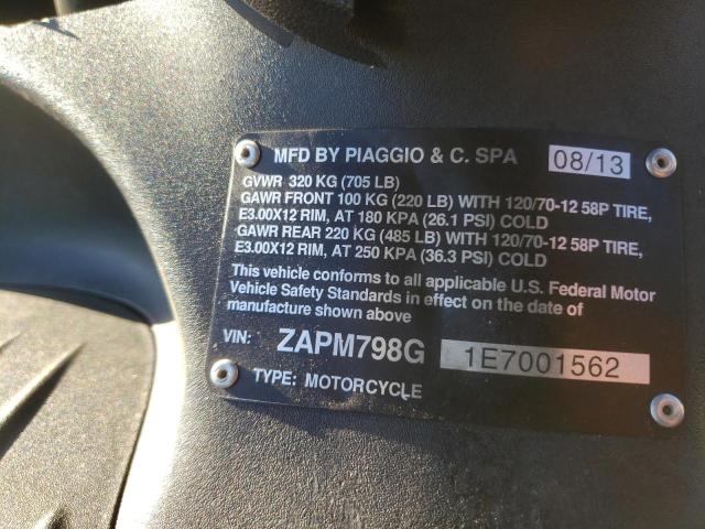 2014 PIAGGIO FLY 150 ZAPM798G1E7001562