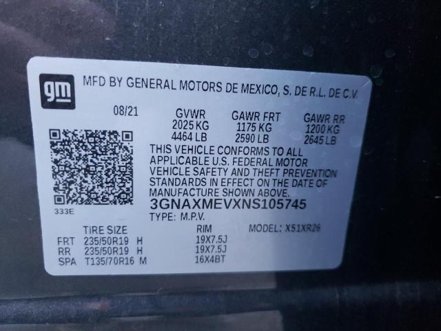 2022 CHEVROLET EQUINOX RS 3GNAXMEVXNS105745