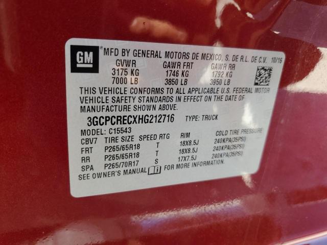 2017 CHEVROLET SILV1500 2 3GCPCRECXHG212716