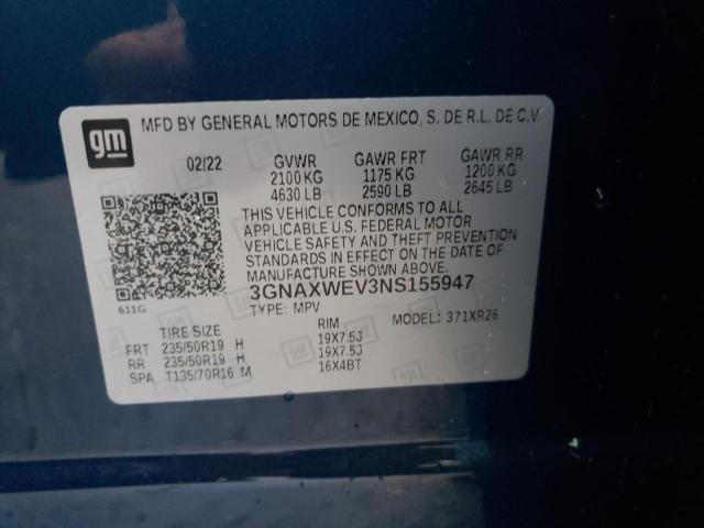 2022 CHEVROLET EQUINOX RS 3GNAXWEV3NS155947