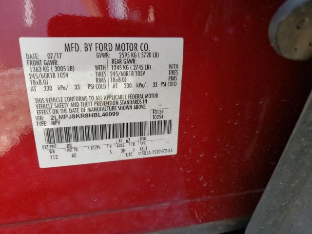 2017 LINCOLN MKX SELECT 2LMPJ8KR8HBL46099