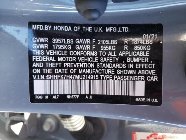 SHHFK7H47MU214915 Honda Civic SPOR 10