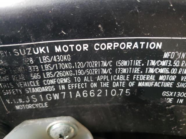 2006 SUZUKI GSX1300 R JS1GW71A662107543