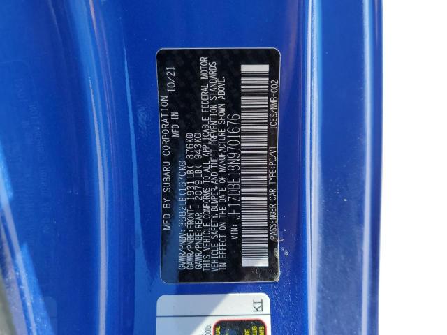 2022 SUBARU BRZ LIMITE JF1ZDBE18N9701676