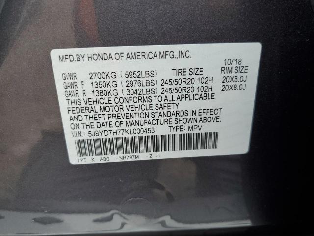 2019 ACURA MDX SPORT 5J8YD7H77KL000453