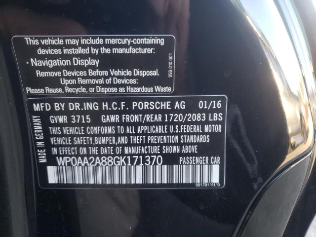 2016 PORSCHE CAYMAN WP0AA2A88GK171370