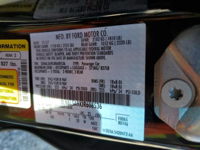2018 LINCOLN MKZ PREMIE 3LN6L5A9XJR608536