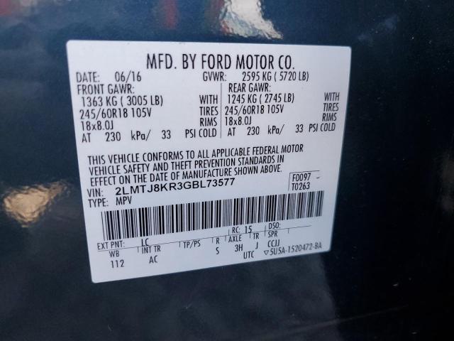 2016 LINCOLN MKX SELECT 2LMTJ8KR3GBL73577