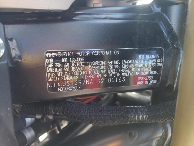 2016 SUZUKI GSX-S750 JS1GR7NA1G2100163