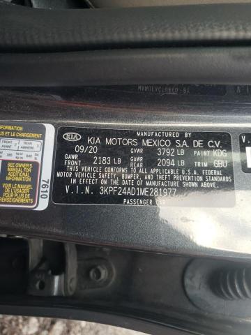 2021 KIA FORTE FE 3KPF24AD1ME281977
