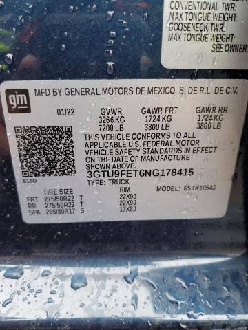 2022 GMC SIERRA LIM 3GTU9FET6NG178415