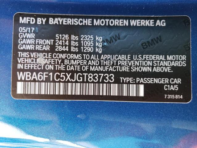 2018 BMW 640 I WBA6F1C5XJGT83733