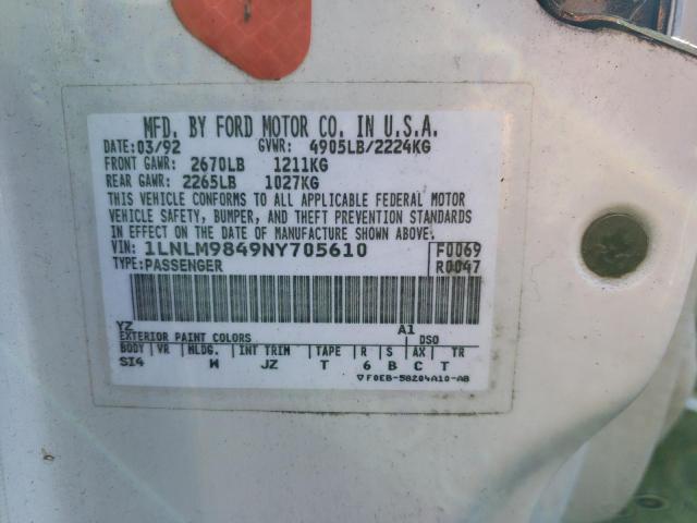 1LNLM9849NY705610 Lincoln Continental Signature