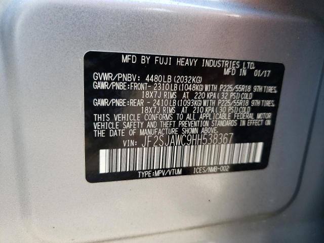 JF2SJAWC9HH538367 Subaru Forester 2.5i Touring