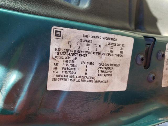 VIN: 1G1JC5247W7319476 Auction: COPART Lot: 65297842 Location: FL - TALLAHASSEE VIN: 1G1JC5247W7319476 CHEVROLET CAVALIER 1998 GREEN Photo 10