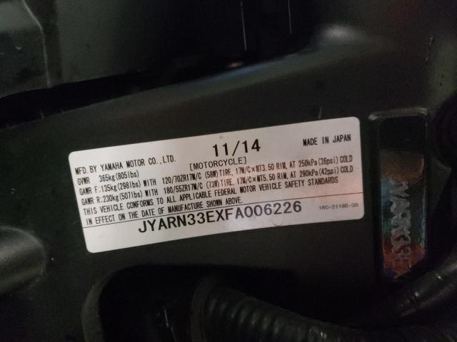 2015 YAMAHA FZ09 JYARN33EXFA006226