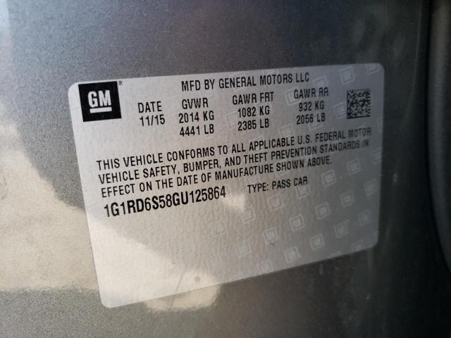 2016 CHEVROLET VOLT LTZ 1G1RD6S58GU125864