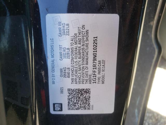 2022 CHEVROLET CAMARO LT1 1G1FF1R79N0102251