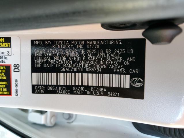 2020 LEXUS ES 350 LUX 58AEZ1B10LU065794