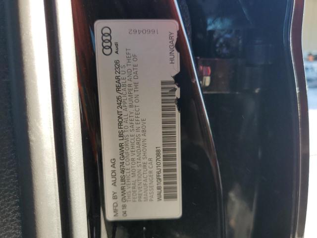 2018 AUDI S3 PREMIUM WAUB1GFF6J1070881