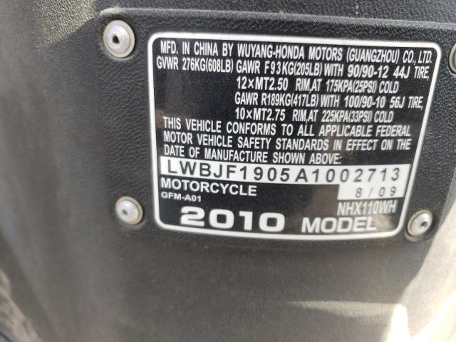 2010 HONDA NHX110 LWBJF1905A1002713