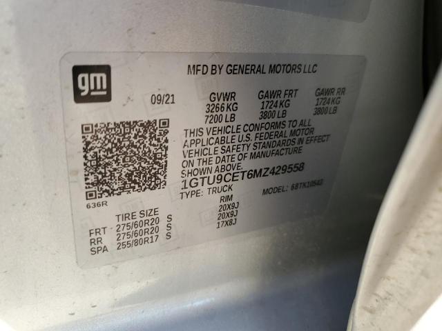 1GTU9CET6MZ429558 GMC Sierra K1500 Elevation