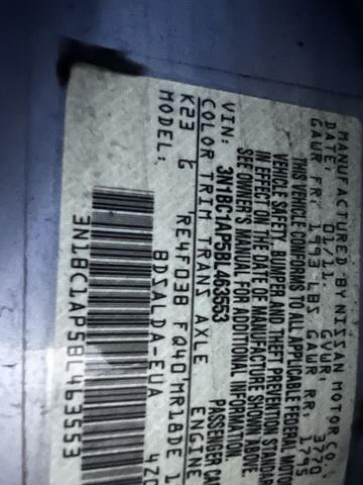 2011 Nissan Versa S VIN: 3N1BC1AP5BL463553 Lot: 65655162