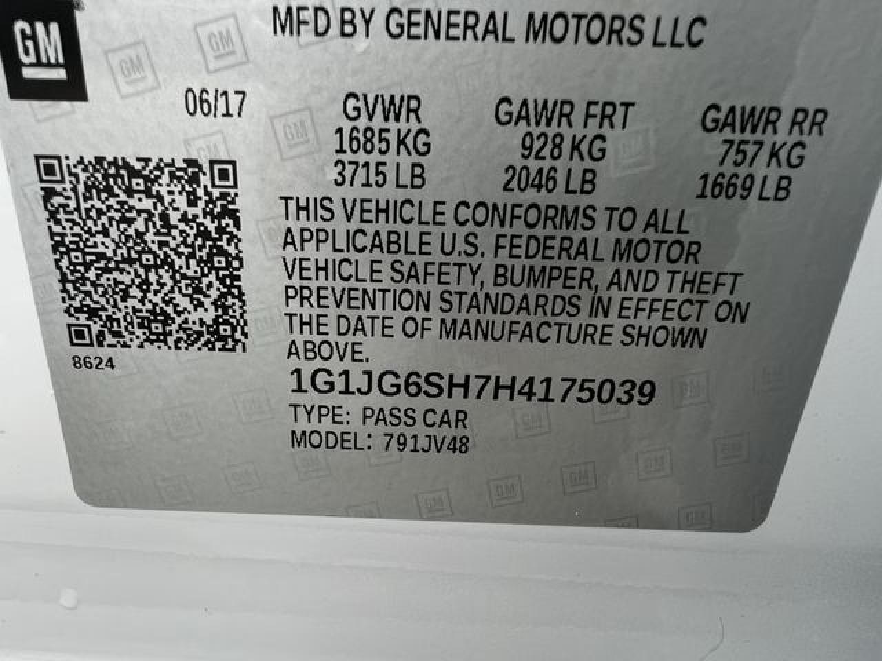 2017 Chevrolet Sonic VIN: 1G1JG6SH7H4175039 Lot: 65655072