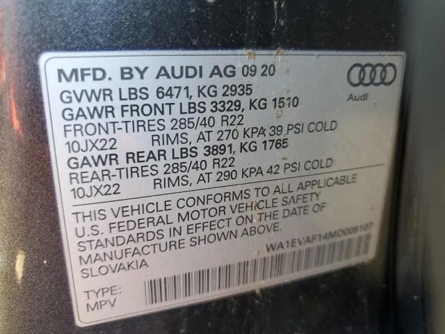 2021 AUDI Q8 PREMIUM WA1EVAF14MD008107
