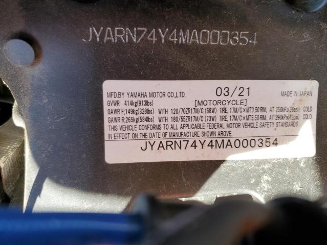 2021 YAMAHA MTT09 GT JYARN74Y4MA000354