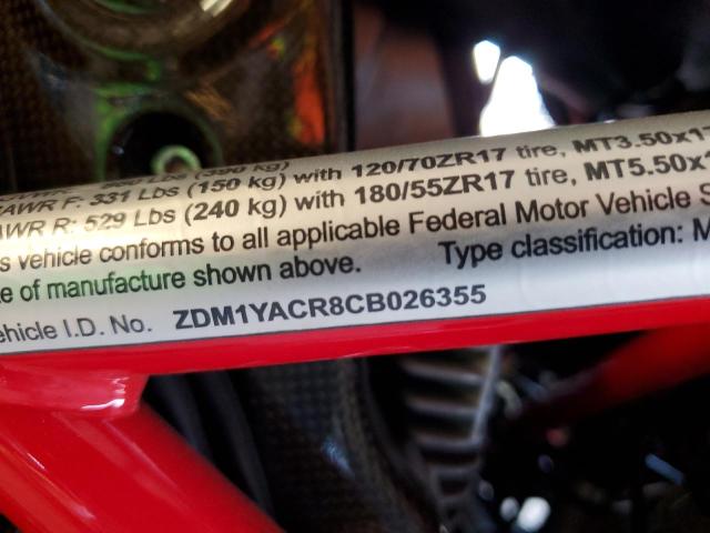 2012 DUCATI HYPERMOTAR ZDM1YACR8CB026355
