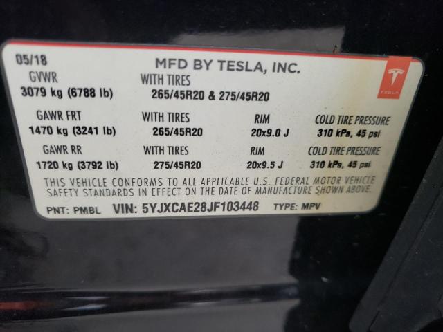 2018 Tesla Model X el X(VIN: 5YJXCAE28JF103448
