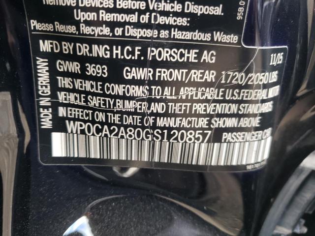 2016 PORSCHE BOXSTER WP0CA2A80GS120857