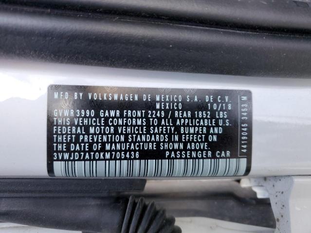 2019 VOLKSWAGEN BEETLE SE 3VWJD7AT0KM705436