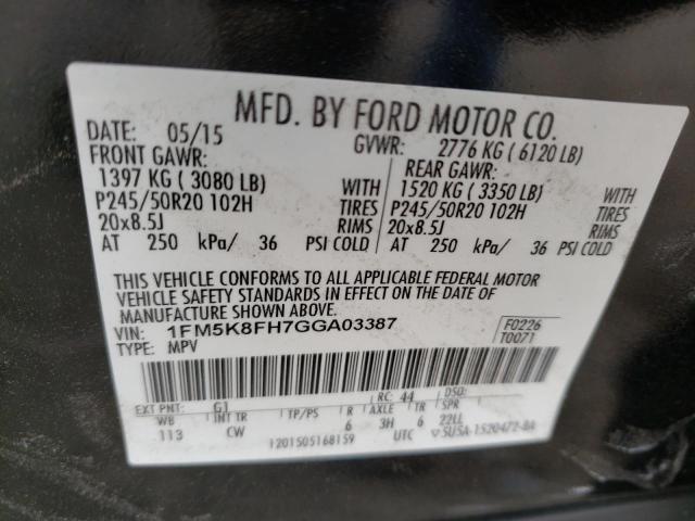 1FM5K8FH7GGA03387 | 2016 FORD EXPLORER L