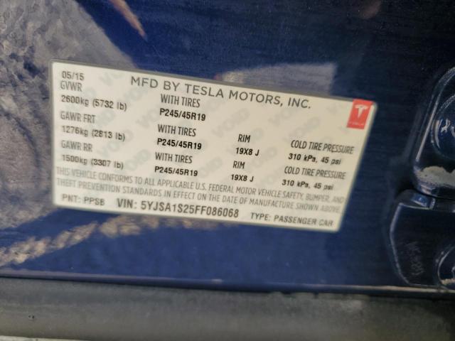 2015 TESLA MODEL S 70 5YJSA1S25FF086068
