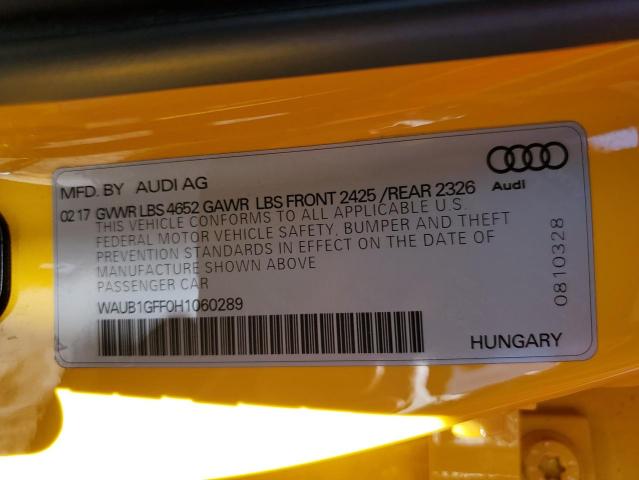 2017 AUDI S3 PREMIUM WAUB1GFF0H1060289